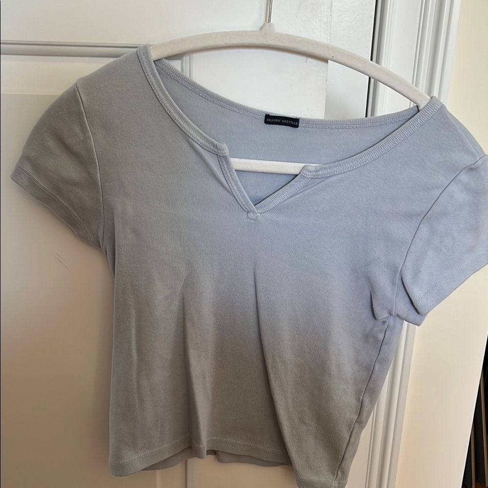 Brandy Melville Gray Cropped Fitted T-Shirt